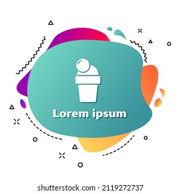 White Ice cream icon isolated on white background. Sweet symbol. Abstract banner with liquid shapes. Vector