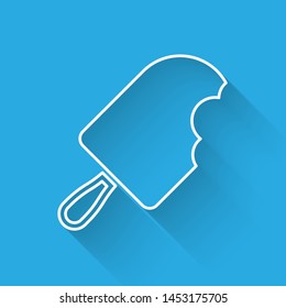White Ice cream line icon isolated with long shadow. Sweet symbol. Vector Illustration