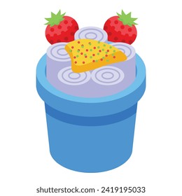 White ice cream stir icon isometric vector. Street fruit. Party dessert