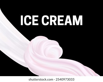 Ilustración de salpicadura aislada 3D de la onda Abstractas del texto del helado blanco sobre fondo negro