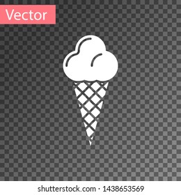 White Ice cream in waffle cone icon isolated on transparent background. Sweet symbol. Vector Illustration
