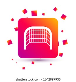 White Ice hockey goal with net for goalkeeper icon isolated on white background. Square color button. Vector Illustration