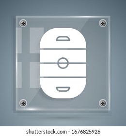 White Ice hockey rink icon isolated on grey background. Hockey arena. Square glass panels. Vector Illustration