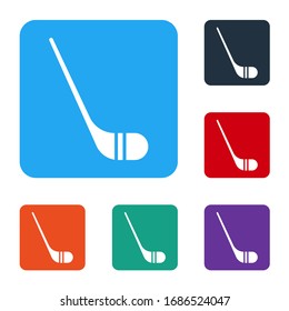 White Ice hockey sticks icon isolated on white background. Set icons in color square buttons. Vector Illustration
