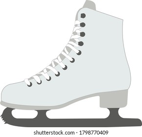 White ice skating skate on a white background. Vector illustration.