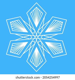 White ice snowflake for design, crystal with symmetry, vector illustration
