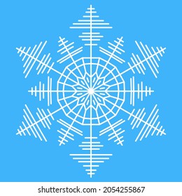 Copo de nieve de hielo blanco para diseño, cristal con simetría, ilustración vectorial