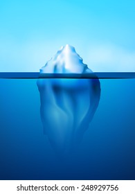 White iceberg on beautiful blue atlantic area background vector illustration