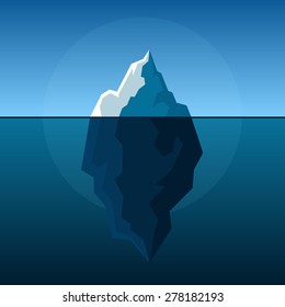 White Iceberg on Blue Atlantic Background Vector