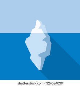 White Iceberg on Blue Atlantic Background Vector Illustration