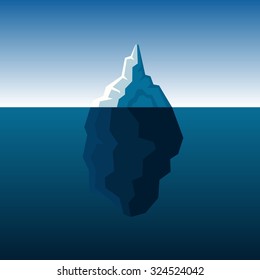 White Iceberg on Blue Atlantic Background Vector Illustration