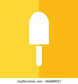 White ice-cream icon vector illustration. Yellow background