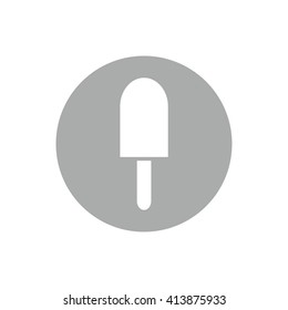 White ice-cream icon vector illustration. Gray circle. Gray button