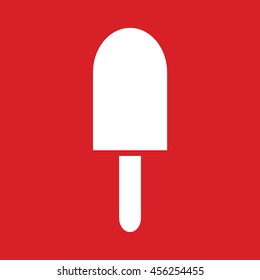 White ice-cream icon vector illustration. Red background
