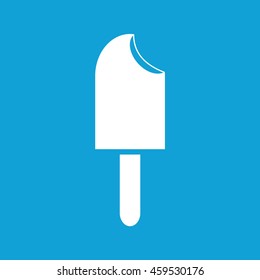 White ice-cream vector icon. Blue background