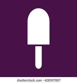 White ice-cream vector icon illustration. Purple background