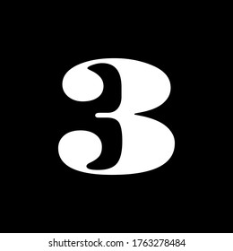 white icon 3 on a black background/ level 3 pointer