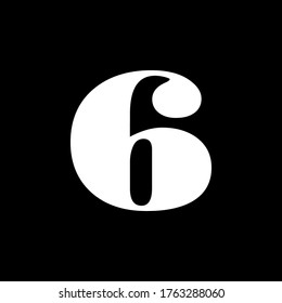 weißes Symbol 6 auf schwarzem Hintergrund / Zeiger der Ebene 6
