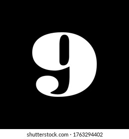 white icon 9 on a black background/ level indicator 9