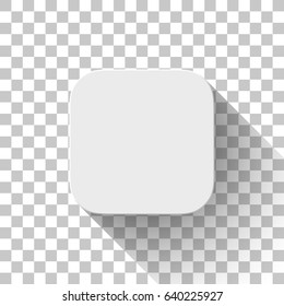 White icon, blank button template, mock-up with flat designed shadow and transparent background for design concepts, apps, applications, internet sites, web, user interfaces, UI. Vector.