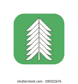 White icon of christmas tree on Christmas and New Year