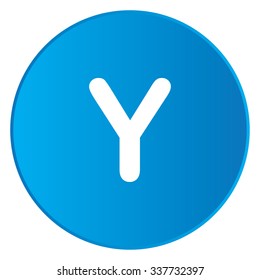 A White Icon Isolated on a Blue Button - Y