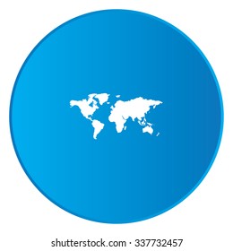 A White Icon Isolated on a Blue Button - World Map