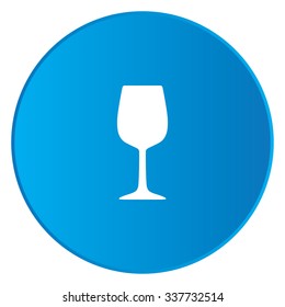 A White Icon Isolated on a Blue Button - Wine Glass