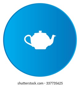 A White Icon Isolated on a Blue Button - Teapot