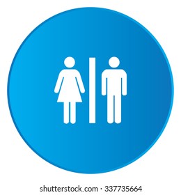 A White Icon Isolated on a Blue Button - Toilet