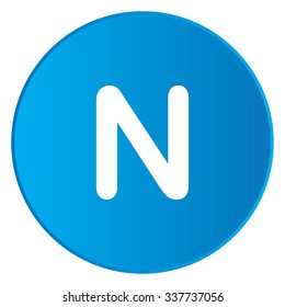 A White Icon Isolated on a Blue Button - N