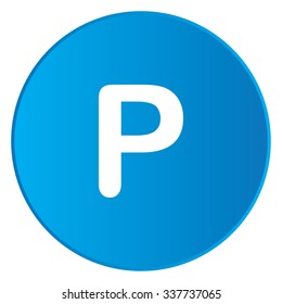 A White Icon Isolated on a Blue Button - P