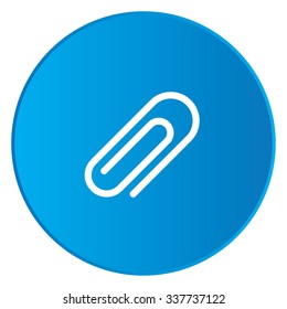 A White Icon Isolated on a Blue Button - Paperclip