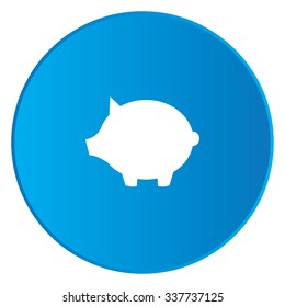 A White Icon Isolated on a Blue Button - Pig