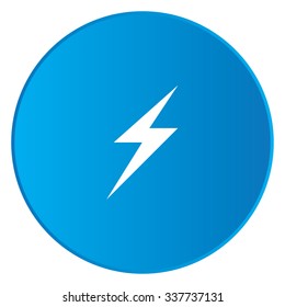 A White Icon Isolated on a Blue Button - Lightning Bolt