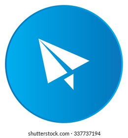 A White Icon Isolated on a Blue Button - Paper Airplane