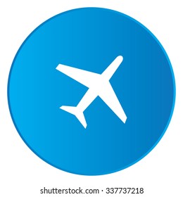 A White Icon Isolated on a Blue Button - Plane