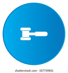 A White Icon Isolated on a Blue Button - Hammer