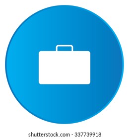 A White Icon Isolated on a Blue Button - Briefcase