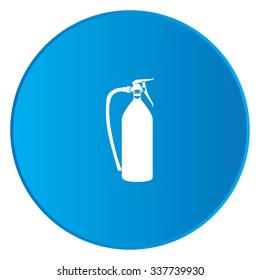 A White Icon Isolated on a Blue Button - Fire Extinguisher