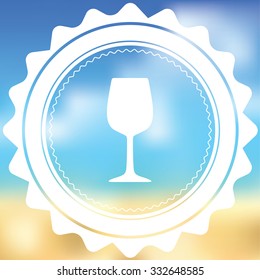 A White Icon Isolated on a Blurred Background - Wine Glass