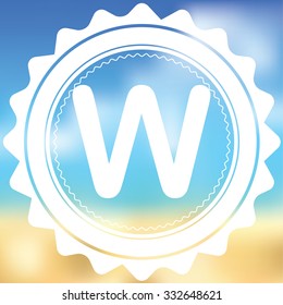 A White Icon Isolated on a Blurred Background - W