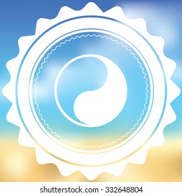 A White Icon Isolated on a Blurred Background - Yin Yang