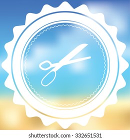A White Icon Isolated on a Blurred Background - Scissors