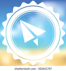 A White Icon Isolated on a Blurred Background - Paper Airplane