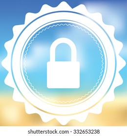 A White Icon Isolated on a Blurred Background - Padlock