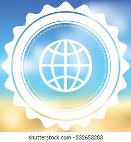 A White Icon Isolated on a Blurred Background - Globe