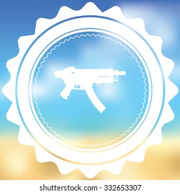 A White Icon Isolated on a Blurred Background - Machine Gun