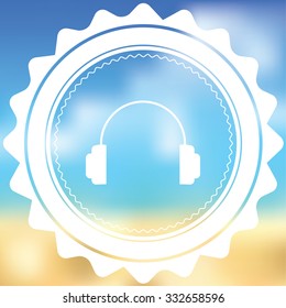 A White Icon Isolated on a Blurred Background - Headphones