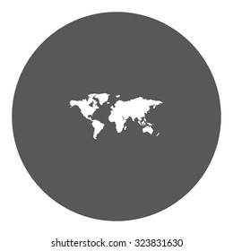 A White Icon Isolated on a Grey Background - World Map